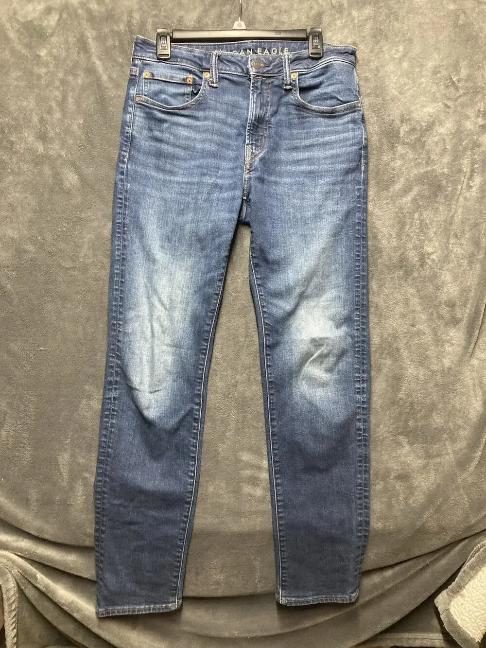 AE Airflex Slim Straight Jean Men 31x34 Distress Med Wash Americana Street Wear